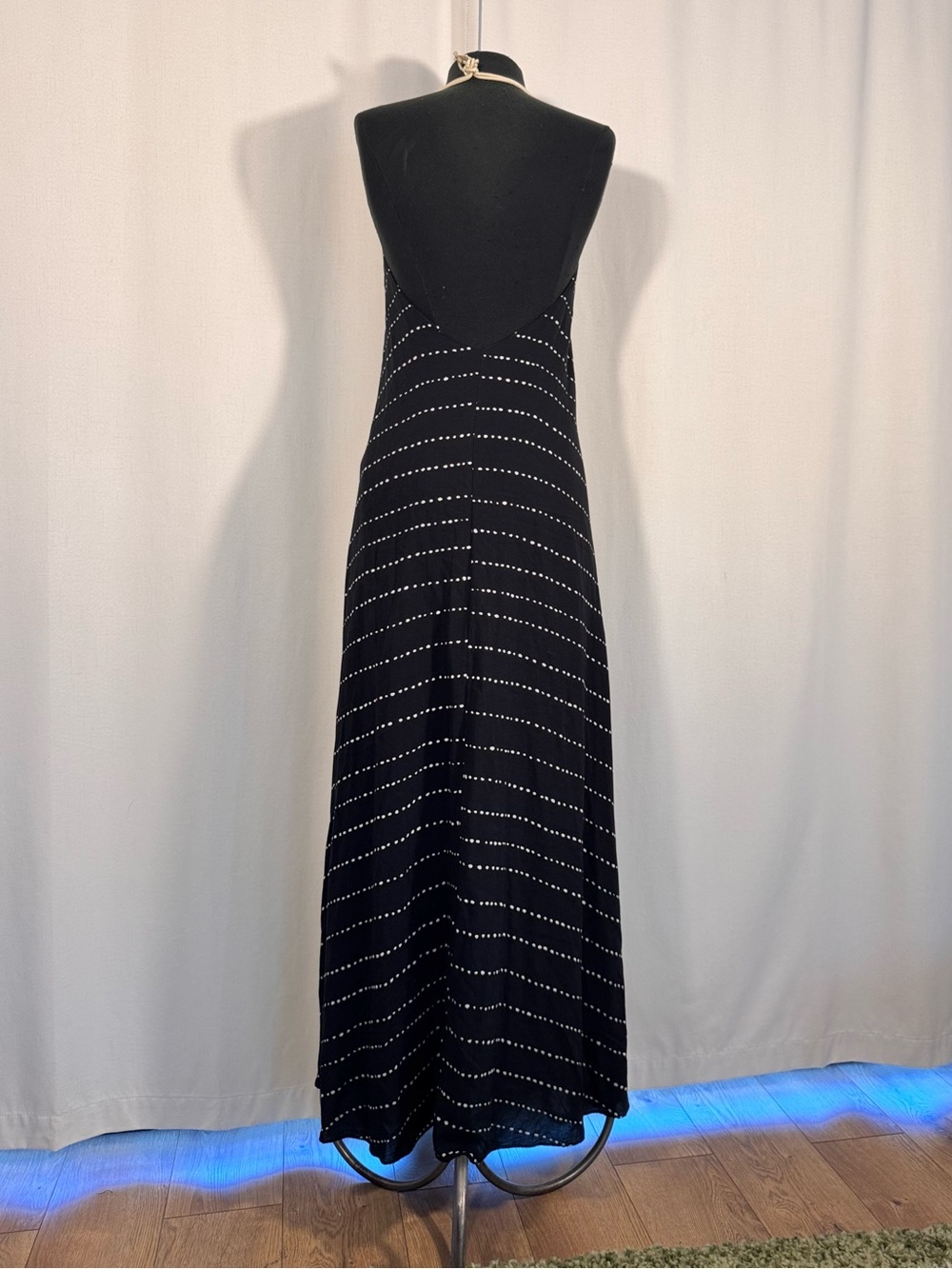 Vix Paula Hermanny Black & White Dot Stripe Halter Maxi Dress - Picture 2 of 6